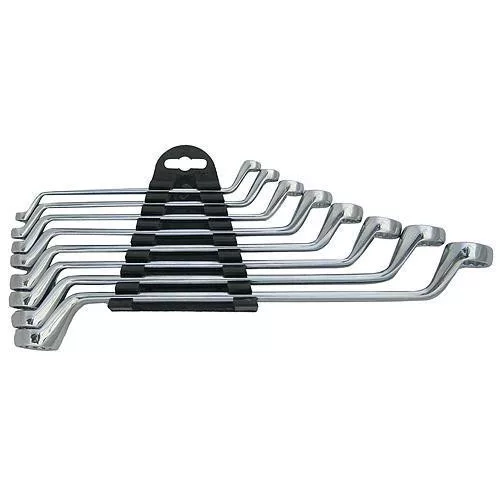 Csillagkulcs-készlet, Strend Pro HR32581, ezüst, 8 részes, 6–22 mm, Cr-V, 75°-ban hajlított