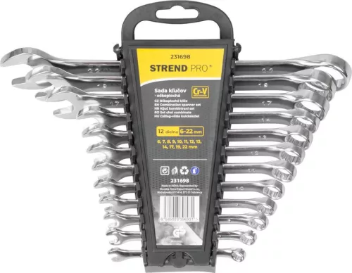 Csillag-villáskulcs-készlet, Strend Pro HR31584, ezüst, 12 részes, 6–22 mm, Cr-V