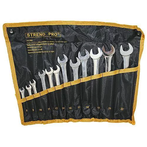 Csillag-villáskulcs-készlet, Strend Pro HR31584, ezüst, 12 részes, 8–22 mm, Cr-V