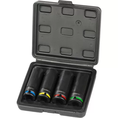 Dugókulcs-készlet, Strend Pro Premium, fekete doboz, 4 részes (17/19/21/22 mm), Cr-V, színkódolt, professzionális
