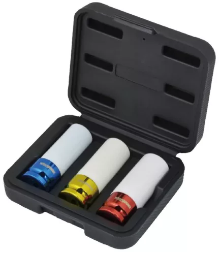 Dugófej-készlet, Whirlpower 1274-1703, fehér, 3 részes, 17, 19, 21 mm, 1/2", színkódolt talprész