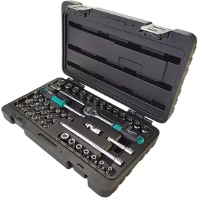   Dugókulcs-készlet, Whirlpower 1612-2545SE, fekete doboz, 45 részes, 1/4", racsnis