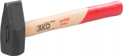 Lakatos kalapács, Juco, fekete, 1000 g, fa nyél, acél fej, DIN 6475, lapos/hegyes