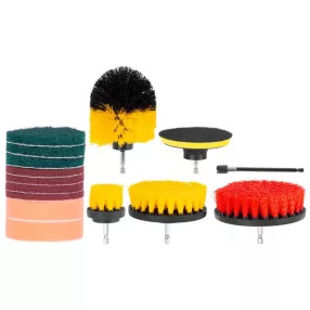   Fúró-csavarozó tisztítókefe készlet, Strend Pro, 14 db, adapterrel, polírozó és tisztító gyűrűkkel, különböző átmérők (5–12,7 cm)