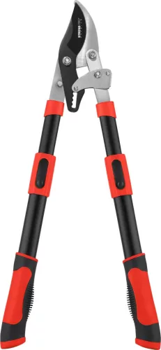 Ágvágó olló, Strend Pro Premium, fekete/piros, 69–94 cm, acél penge, teleszkópos, racsnis