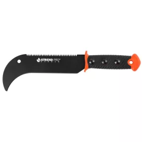   Bozótvágó kés, Strend Pro Garden M201A, fekete, 20 cm pengehossz, fűrészfogakkal, szénacél penge, TPR markolat