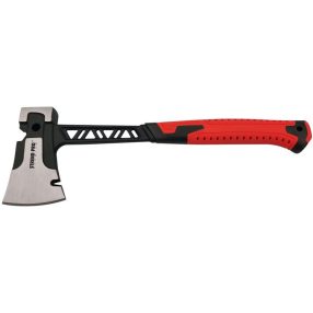   Ácsfejsze, Strend Pro Premium AX1116, fekete/piros, 600 g, 38 cm, üvegszálas nyél, acél fej, vágóéllel és szeghúzóval