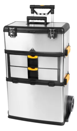 Szerszámosláda, Strend Pro TBx3042-F, ezüst, 36 kg teherbírás, kerekes, fogantyúval, rozsdamentes acél