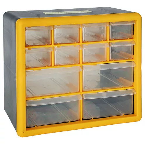 Rendszerező polc, Strend Pro SBx3045-B, 26,5 × 16 × 23,5 cm, sárga, falra szerelhető, 12 tárolóhely, PVC, 12 kg teherbírás