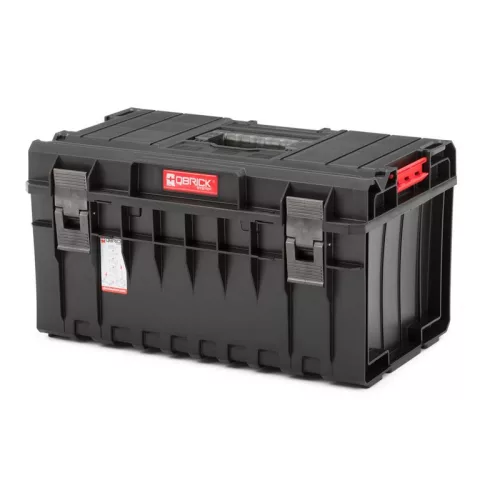 Szerszámosláda, Qbrick Patrol System ONE 350 Basic, 58,5 × 38,5 × 32 cm, fekete, 38 l, por- és vízálló tömítés, megerősített fedél, kivehető rekesz, 50 kg teherbírás