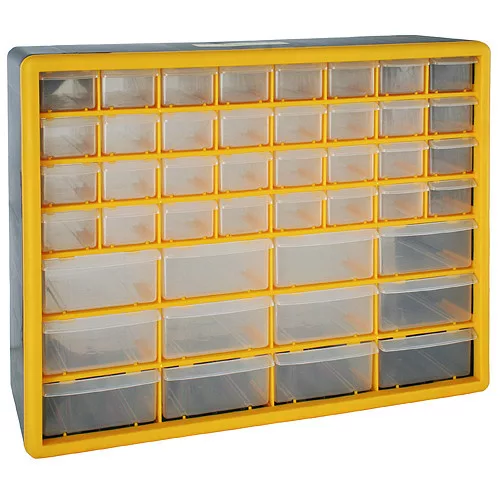 Rendszerező polc, Strend Pro SBx3045-D, 50 x 16 x 39 cm, sárga, falra szerelhető, 44 tárolóhely, PVC, 28 kg teherbírás