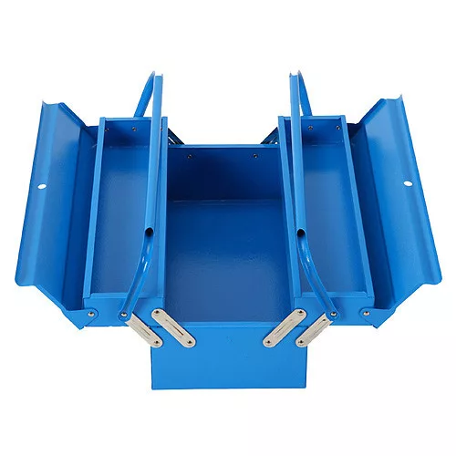 Szerszámosdoboz, Strend Pro TB102F, 43 x 20 x 16 cm, kék, 3 részes, fém, széthajtható, hordozható