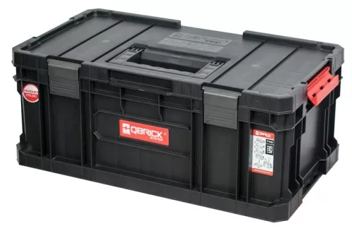 Szerszámosdoboz, Qbrick Patrol System Two Toolbox Plus Vario, 53 x 31,3 x 22,3 cm, fekete, 26 l, moduláris, masszív fogantyú, 2 állítható válaszfal