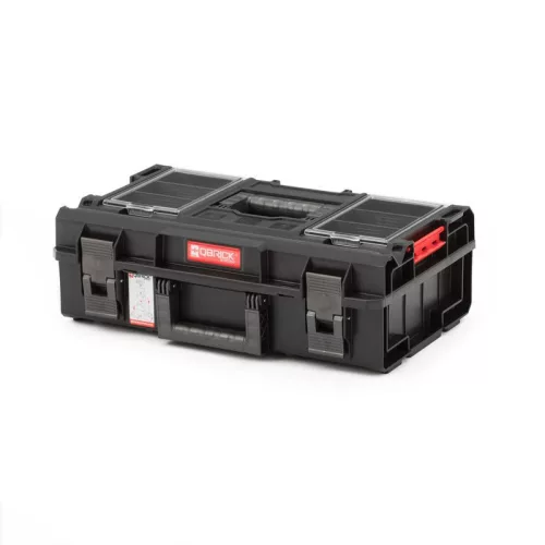 Szerszámosdoboz, Qbrick Patrol System One 200 Profi, 58,5 x 38,5 x 19 cm, fekete, 15,5 l, víz- és porálló, hermetikus, rekeszes rendezővel, 120 kg teherbírás