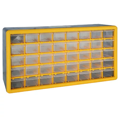 Rendszerező polc, Strend Pro SBx3045-F, 50 x 16 x 25 cm, sárga, falra szerelhető, 40 tárolóhely, PVC, 25 kg teherbírás
