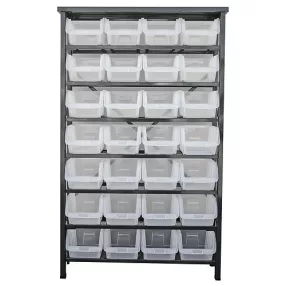   Rendszerező állvány, Strend Pro HL3205, 94 x 30 x 150 cm, szürke, műanyag dobozokkal, 28 extra nagy tárolóhely
