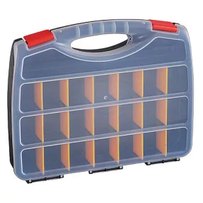   Rendszerező koffer, Strend Pro Koffer HL30122, 38 x 31,5 x 6 cm, fekete, 21 rekesz, 12,5 kg teherbírás, PVC, praktikus, áttekinthető