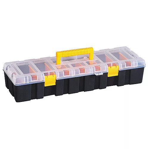 Rendszerező láda, Strend Pro HL30131, 46 x 17 x 9,5 cm, fekete, 9 kg teherbírás, 9 rekesz, PVC, koffer kivitel
