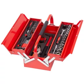   Szerszámkészlet, Strend Pro S264, 64 részes, kofferbern, 1/2" és 1/4" dugókulcsokkal, racsnis, bitfejekkel és imbuszkulcsokkal, kalapáccsal és fogókkal