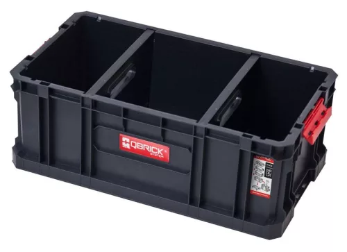Szerszámosdoboz, Qbrick Patrol System Two Box 200 Flex, 53 × 29,5 × 19,5 cm, fekete, 26 l, két állítható válaszfal, 100 kg terhelhetőség