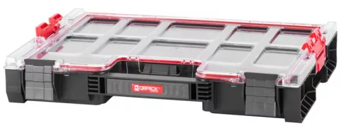 Rendszerező koffer, Qbrick Patrol System Pro Organizer 200, 45,2 × 35,8 × 7,9 cm, fekete, 6 l, habszivacs betéttel, tömített polikarbonát fedél, poliamid csatlakozók