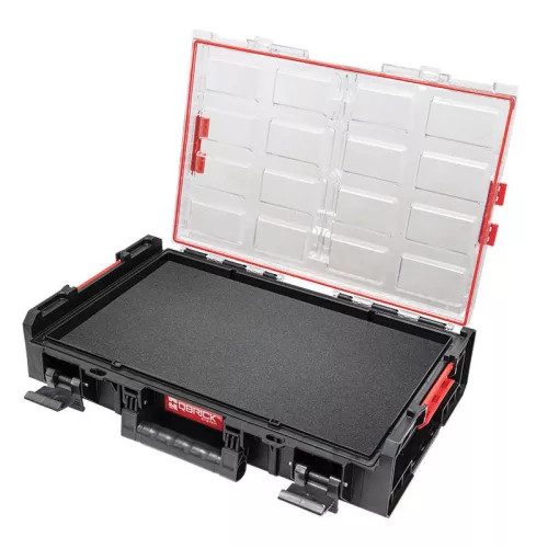 Rendszerező koffer, Qbrick Patrol System One Organizer XL, 58,2 × 38,7 × 13,1 cm, fekete, 13,5 l, többrétegű habszivacs betéttel, polikarbonát fedél, tömített, víz- és porálló