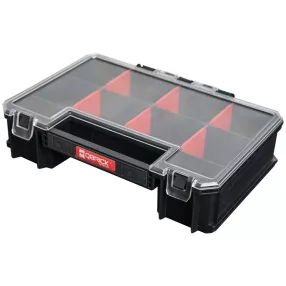   Rendszerező koffer, Qbrick Patrol System Two Organizer Multi, 25,7 x 18 x 6,5 cm, fekete, 11 l, polikarbonát fedél, állítható rekeszek, kényelmes fogantyú