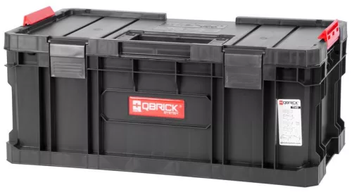 Tárolódoboz készlet, Qbrick Patrol System Two Toolbox Plus + 2 db System Two Organizer Multi készlet, fekete, 3,5 kg, fogantyús, átlátszó fedelű rendezőkkel