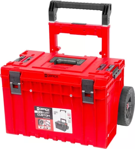 Szerszámosláda, Qbrick Patrol,System One Red Ultra HD Cart 2, piros, ütésálló, kerekes, teleszkópos alumínium fogantyú, Qbrick System Pro kompatibilis, moduláris