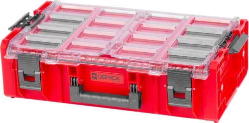 Rendszerező koffer, Qbrick Patrol System One Red Ultra HD 2XL, piros, moduláris, ütésálló, polikarbonát fedél, víz- és porálló