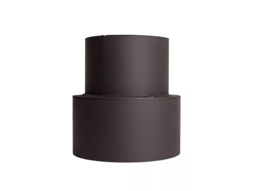 Füstcső szűkítő, V.A.P.K. HS 120/130/1,5, fekete, 120 mm - 130 mm, DC01 acéllemez, lemezvastagság: 1,5 mm, kályha–kémény csatlakozáshoz