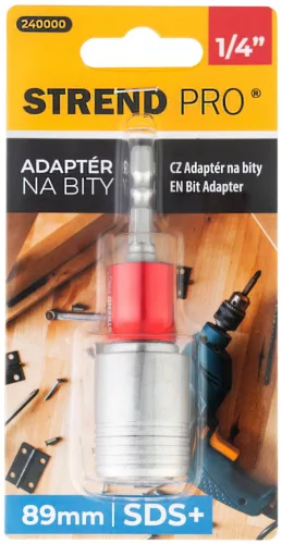 Adapter, Strend Pro, SDS+ szár - 1/4" hatszög bitbefogó, 89 mm, kopásálló, tartós kivitel