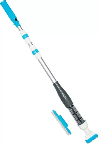 Akkumulátoros medenceporszívó, Strend Pro, 32 l/perc, 4000 mAh, 160 cm-ig állítható teleszkópos nyél, IPX7 vízálló, kefés fejjel, műanyag ház (TC246470)