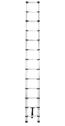 Teleszkópos létra, Strend Pro, 1 x 13 fokos, 380 cm, 125 kg teherbírás, alumínium, csúszásmentes lábakkal, automatikus reteszelés, hordozófogantyú