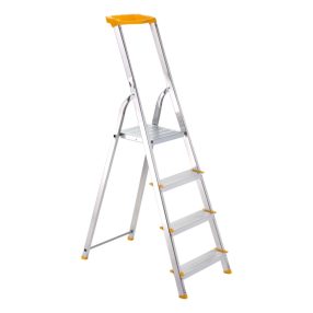   Festőlétra, ALVE Eurostyl 1944, 4 fokos, 76 cm, ezüst, alumínium, összecsukható, tárolópolcos