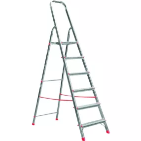   Festőlétra, ALVE Eurostyl 2915, 6 fokos, 119cm, ezüst, alumínium, összecsukható, egyoldalas