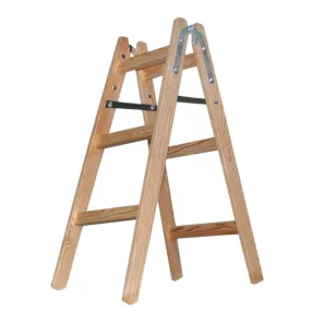   Kétrészes létra, Strend Pro Profi, 2 x 3 fokos, fa, 95 cm, 150 kg teherbírás, kétoldalas kivitel, háztartási és ipari használatra