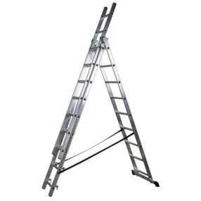   Multifunkciós létra, Strend Pro, 3 x 9 fokos, alumínium, 5,3 m, ezüst, csúszásgátlós többcélú kivitel