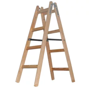  Kétrészes létra, Strend Pro Profi, 2 x 4 fokos, fa, 124 cm, 150 kg teherbírás, kétoldalas kivitel, háztartási és ipari használatra