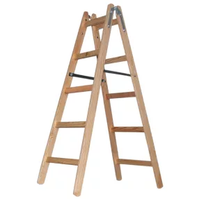   Kétrészes létra, Strend Pro Profi, 2 x 5 fokos, fa, 153 cm, 150 kg teherbírás, kétoldalas kivitel, háztartási és ipari használatra