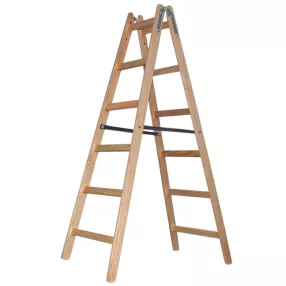   Kétrészes létra, Strend Pro Profi, 2 x 6 fokos, fa, 182 cm, 150 kg teherbírás, kétoldalas kivitel, háztartási és ipari használatra