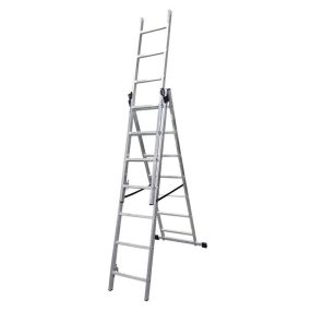   Multifunkciós létra, Strend Pro, 3 x 7 fokos, alumínium, 4,23 m, ezüst, csúszásgátlós többcélú kivitel