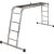 Sokcélú létra, Strend Pro, 4 az 1-ben, 4x3 fokos, 346cm, ezüst, alumínium, többcélú, önzáró csuklós, stabilizátoros