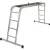 Sokcélú létra, Strend Pro, 4 az 1-ben, 4x3 fokos, 346cm, ezüst, alumínium, többcélú, önzáró csuklós, stabilizátoros