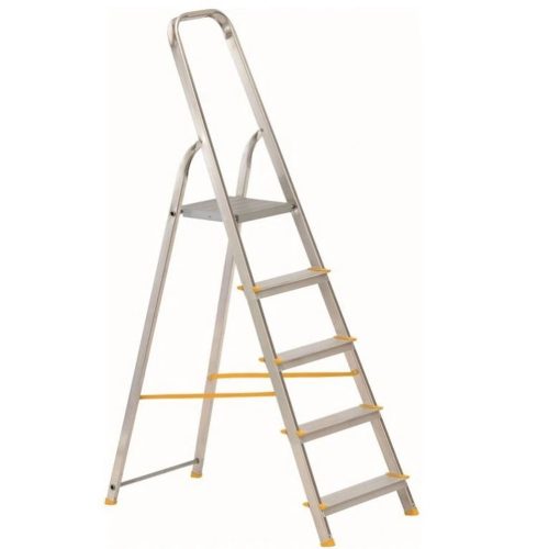 Festőlétra, ALVE Eurostyl 1915, 5 fokos, 98 cm, ezüst, alumínium, összecsukható, egyoldalas