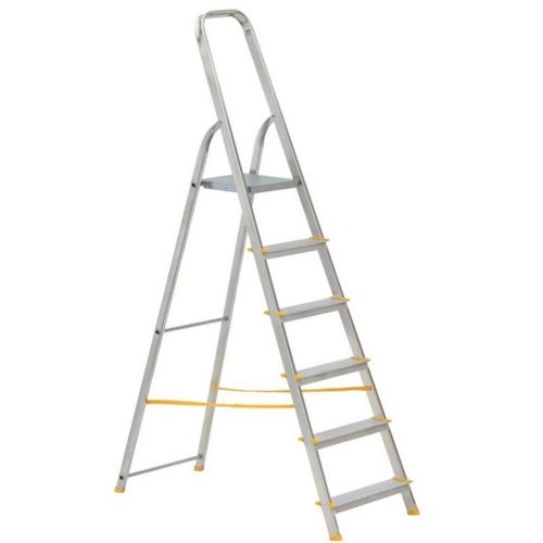 Festőlétra, ALVE Eurostyl 1916, 6 fokos, 119 cm, ezüst, alumínium, összecsukható, egyoldalas