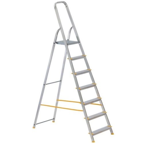 Festőlétra, ALVE Eurostyl 1917, 7 fokos, 141 cm, ezüst, alumínium, összecsukható, egyoldalas