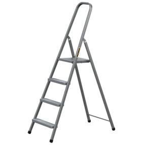   Festőlétra, Strend Pro ST-D4, 4 fokos, acél, 75 cm, szürke, összecsukható stabil kivitel