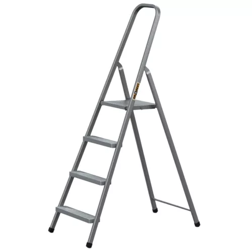 Festőlétra, Strend Pro ST-D4, 4 fokos, acél, 75 cm, szürke, összecsukható stabil kivitel