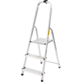   Festőlétra, StrendPro D3, 3 fokos, alumínium, 54 cm, ezüst, összecsukható, csúszásmentes kivitel
